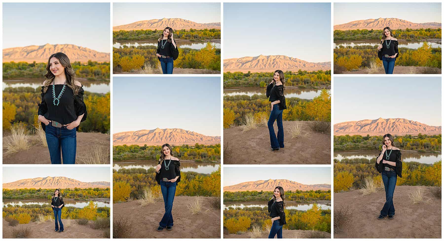 Girl in front of the Sandia Mountains in New Mexico at her Albuquerque Senior Photography session 