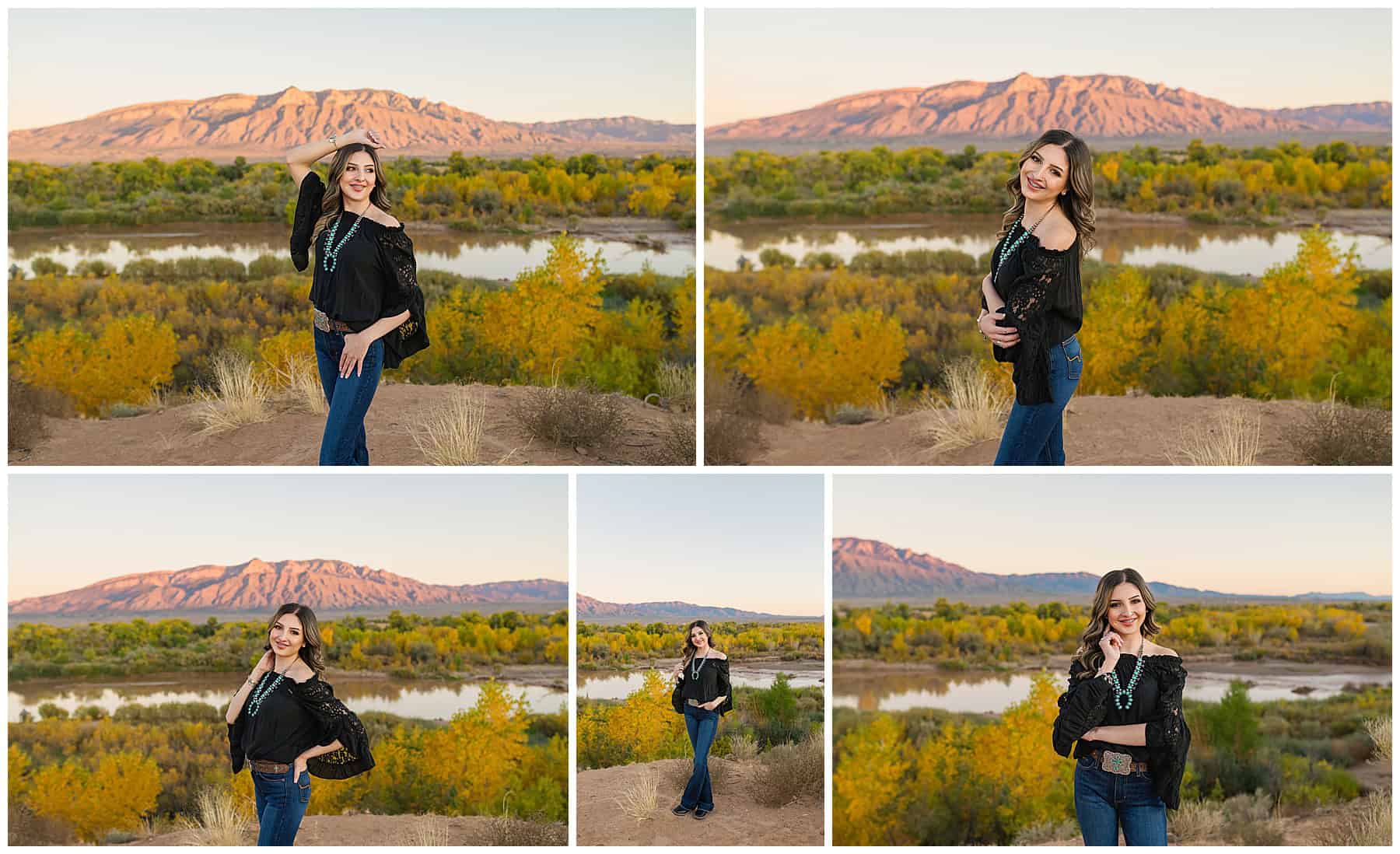 Girl in a black shirt at her Santa Fe New Mexico Senior Photography session 