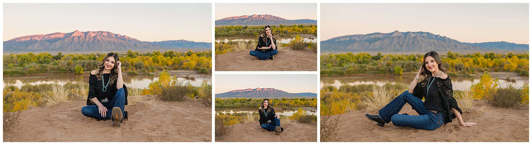 Girl in turquoise jewelry at her New Mexico Senior Photography session 