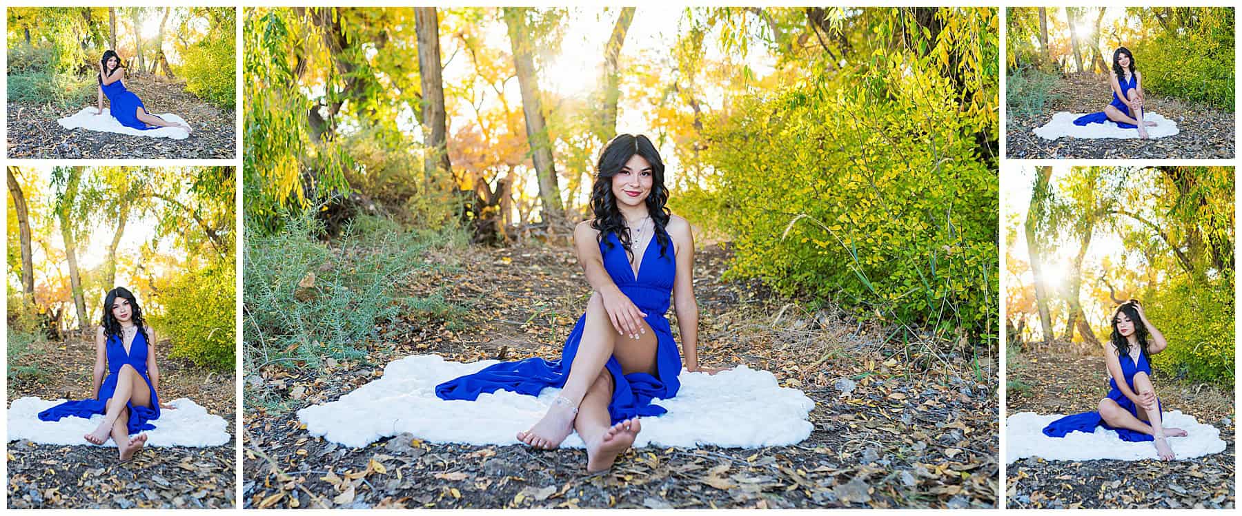 Stunning High School Senior in a blue dress at her Senior Photography session in Albuquerque, New Mexico 