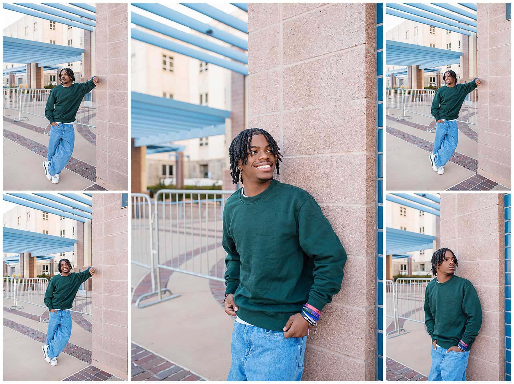 High School Senior in a cool hip outfit at his Albuquerque Senior Portraits. 