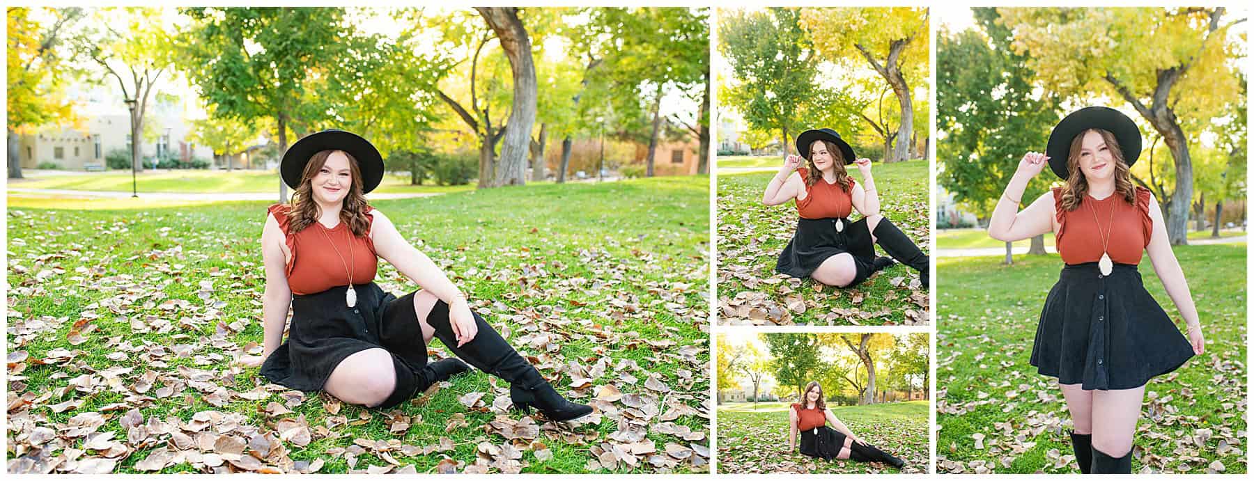 Fall senior portraits at the University of New Mexico in Albuquerque, New Mexico