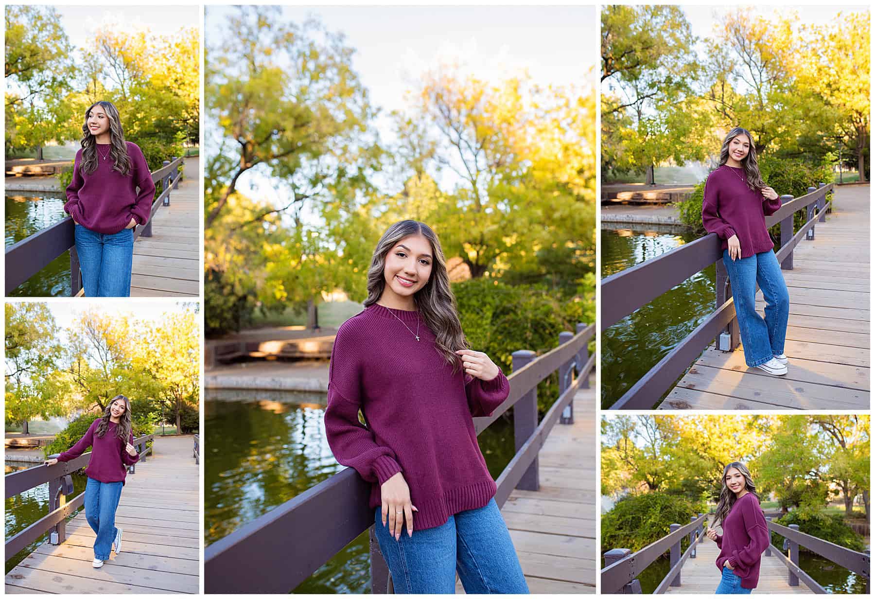 Girl on a bridge at her Senior Portrait session at UNM in Albuquerque, New Mexico. 