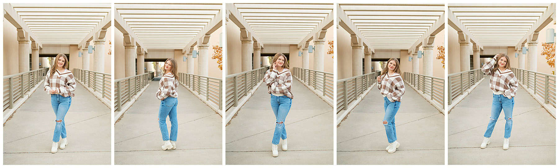 Girl taking her senior pictures at UNM with her High School Senior Photographer in Albuquerque, New Mexico. 