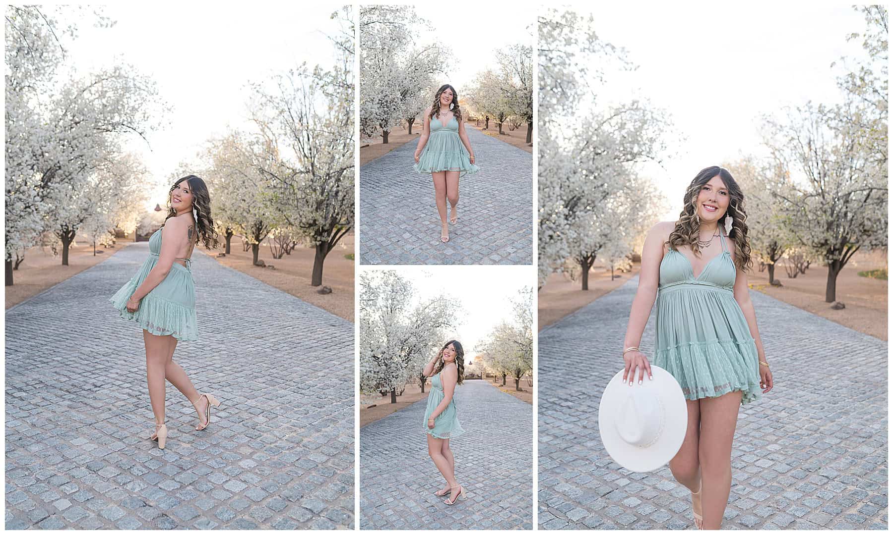 Albuquerque senior session with pastel color palette and classic spring photo location