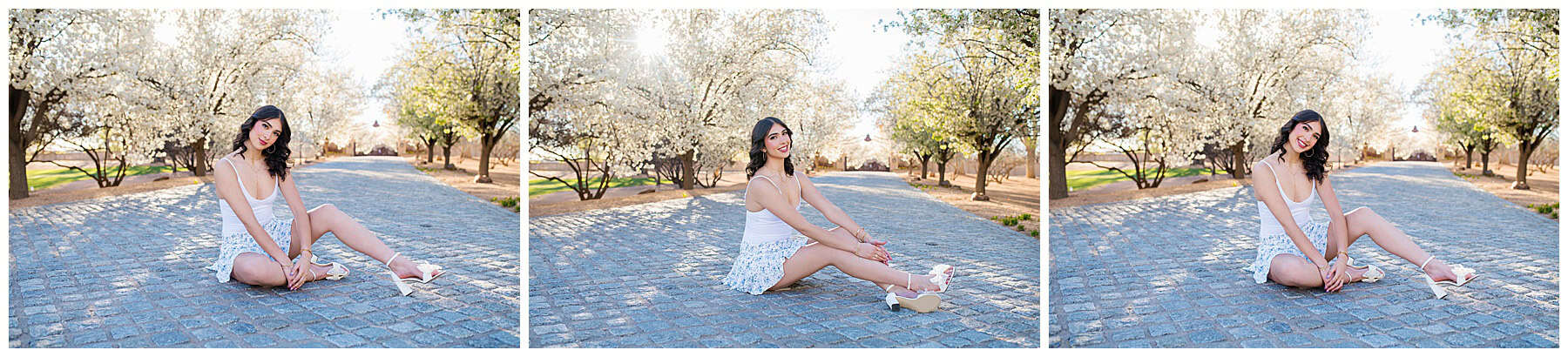 Professional New Mexico senior photographer working around unpredictable spring weather