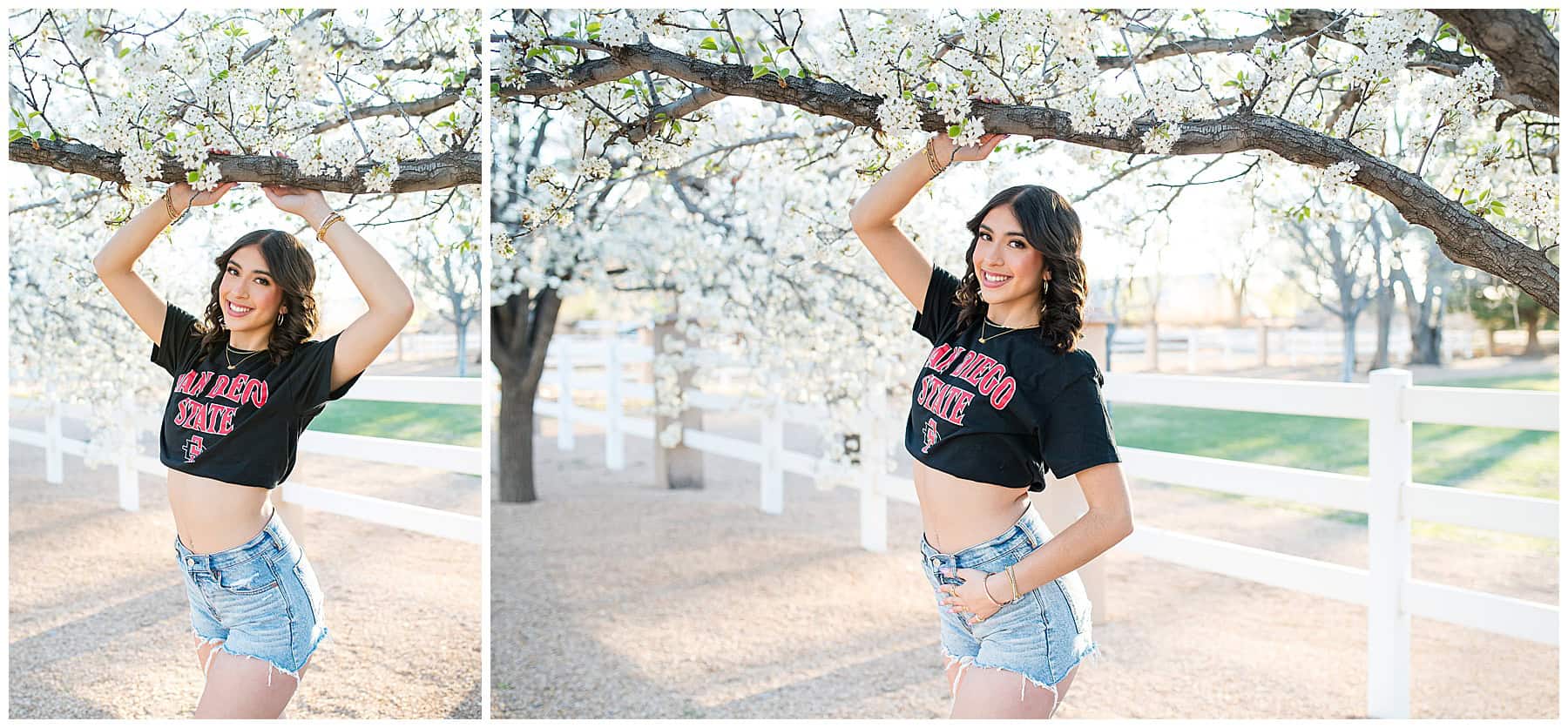 Senior pictures in spring with vibrant New Mexico scenery