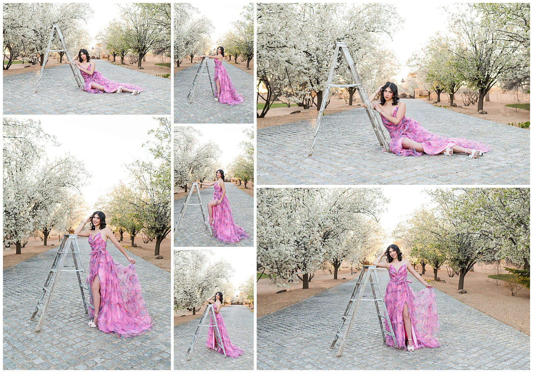 Senior portraits in New Mexico with wildflower backdrop and windy weather