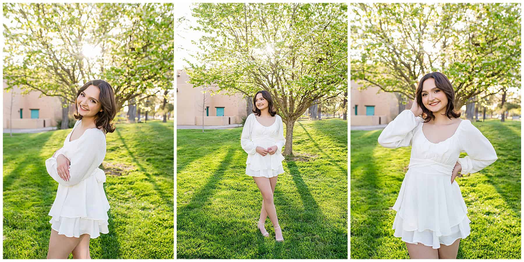Class of 2025 high school senior from Cibola High School posing at golden hour in Albuquerque, New Mexico