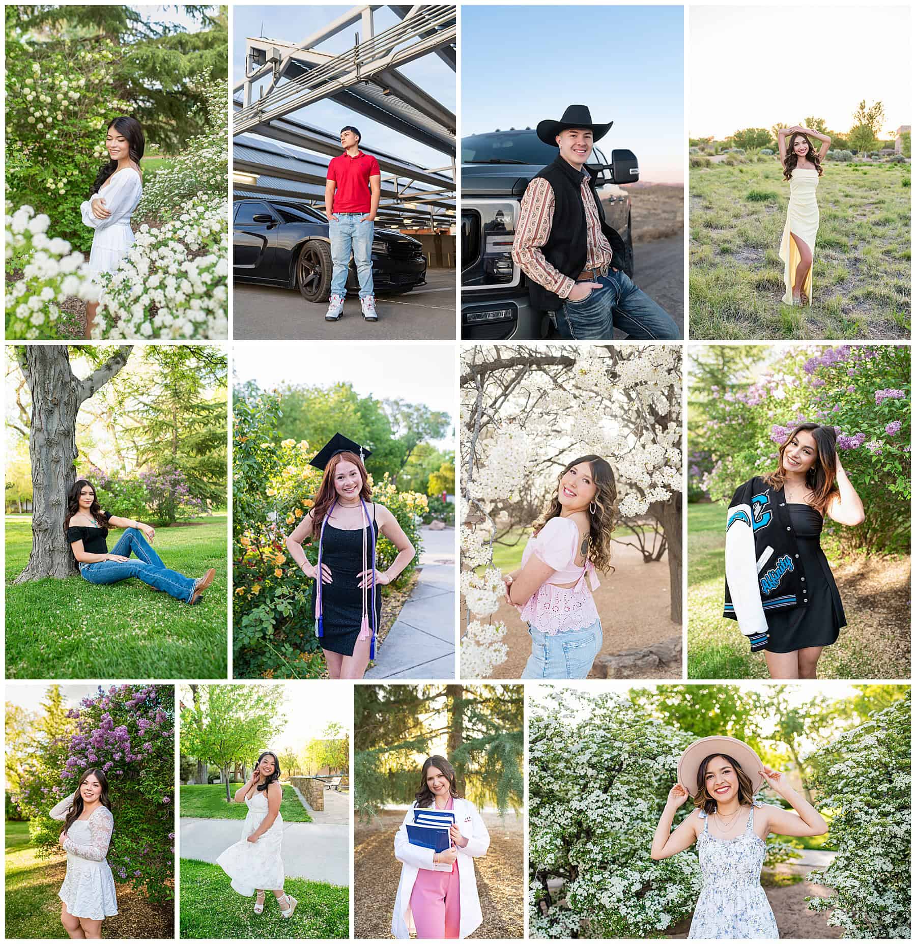 Collage of Class of 2025 senior portraits taken in Albuquerque, New Mexico by Anchored Memory Photography.