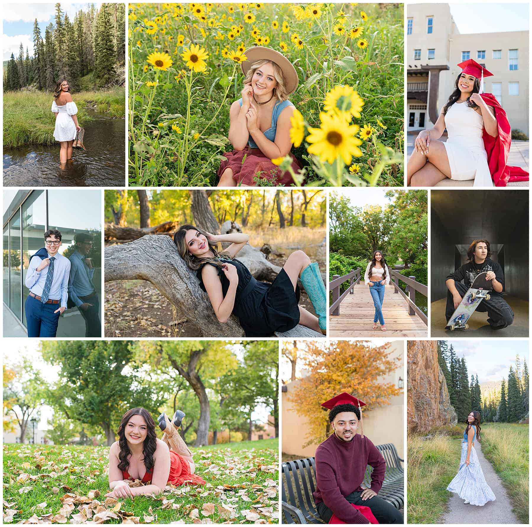 Group collage of high school seniors celebrating their Class of 2025 graduation with Anchored Memory Photography.