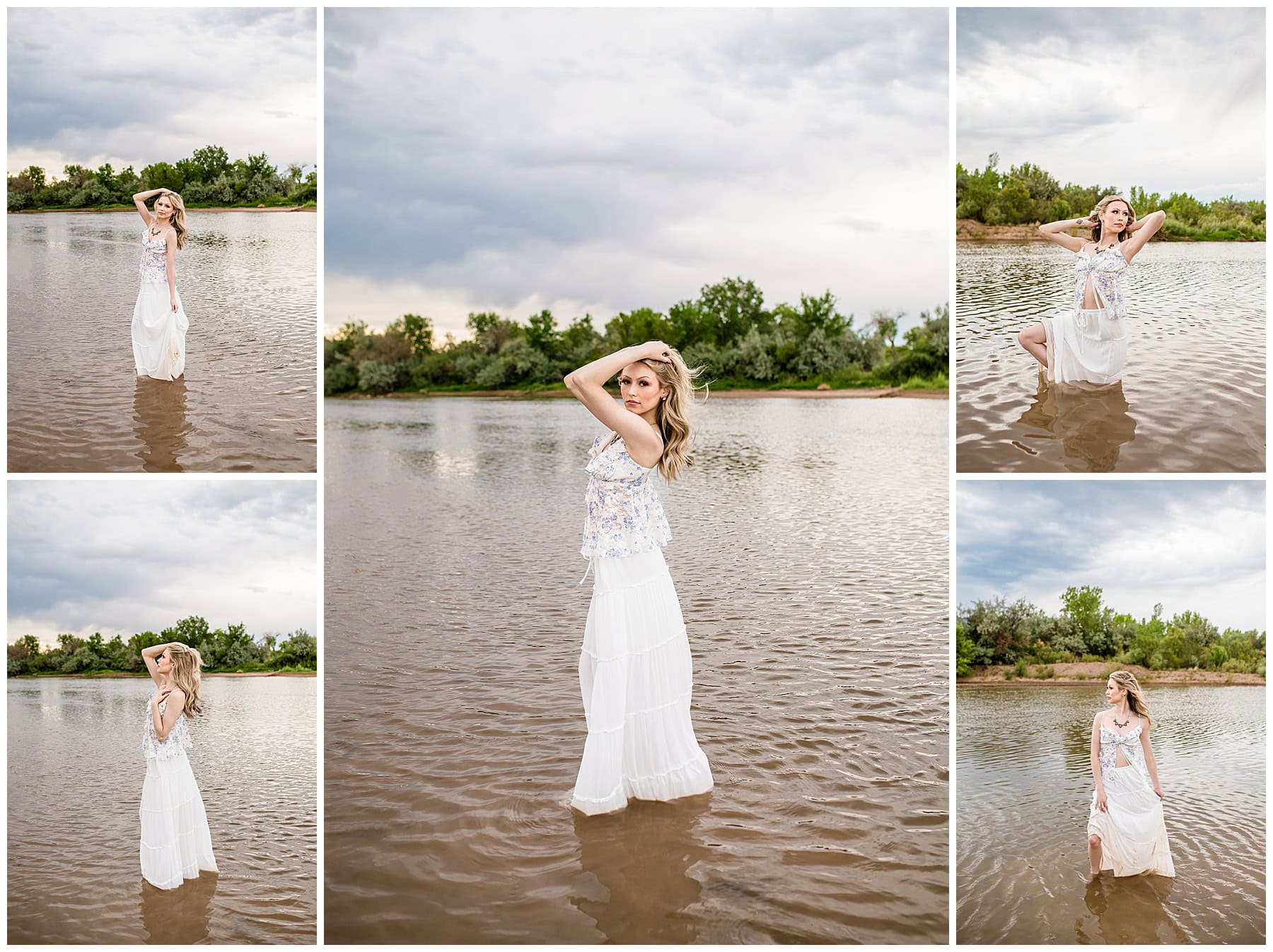 Close-up portrait of a high school senior in the Bosque greenery near Rio Rancho, showing soft natural light and relaxed expression.