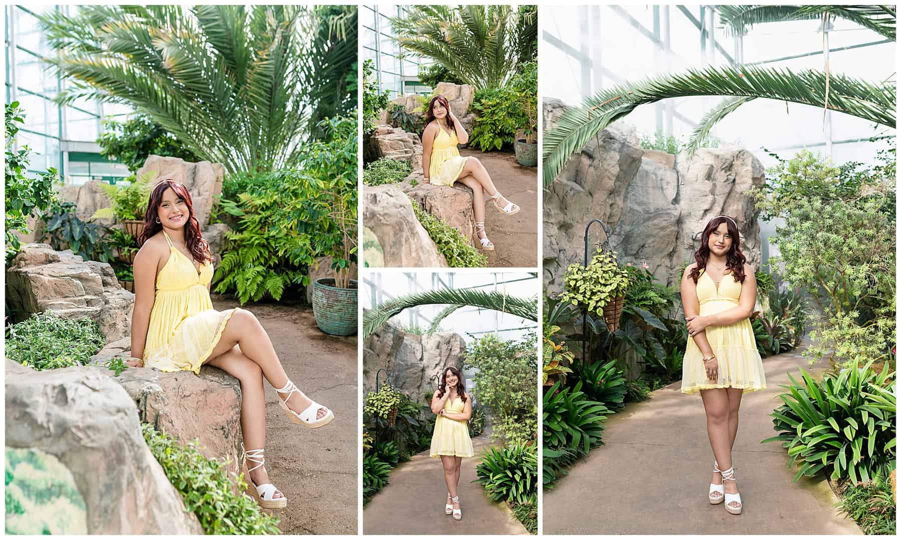 senior session with greenery and soft light