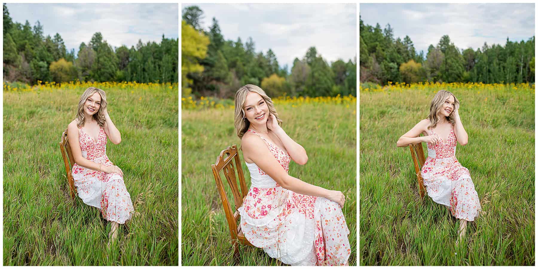 senior pictures in the Sandia Mountains open field