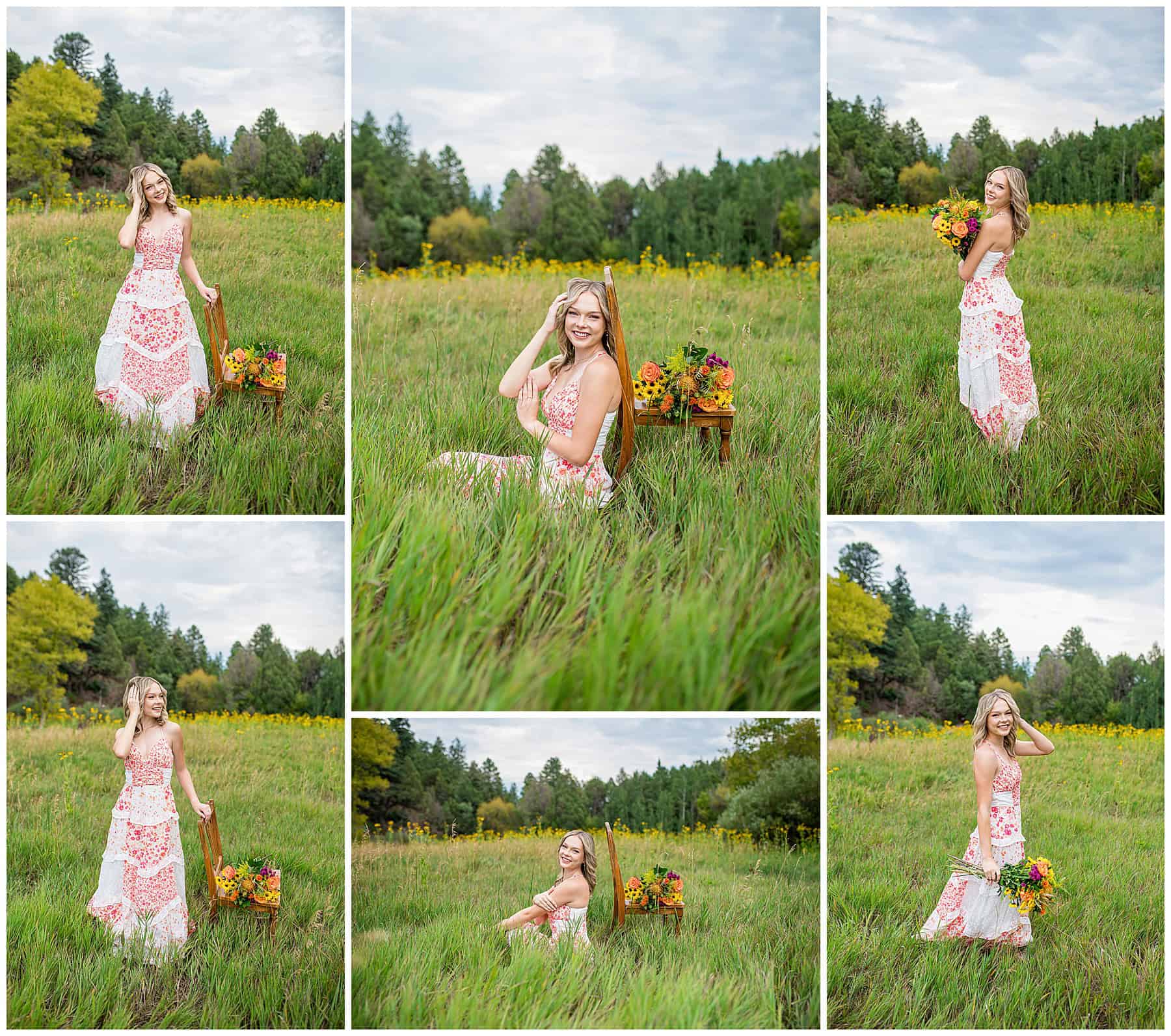 senior portrait session in open field